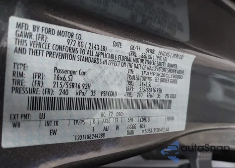 2012 Ford Focus Se z USA, uszkodzony, nr VIN 1FAHP3K28CL190993